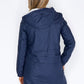 Navy Hooded Raincoat With White Cosy Lining