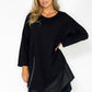 Black Dress with PU Leather Hem and Zip Detail