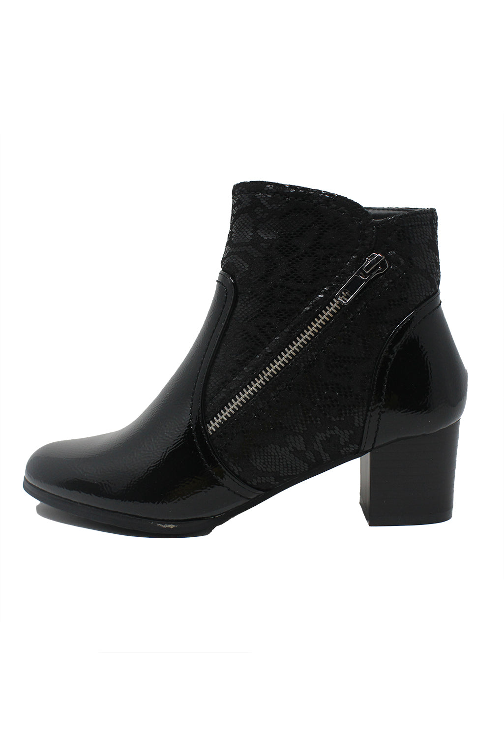 Black Patent Side Zip Ankle Boot