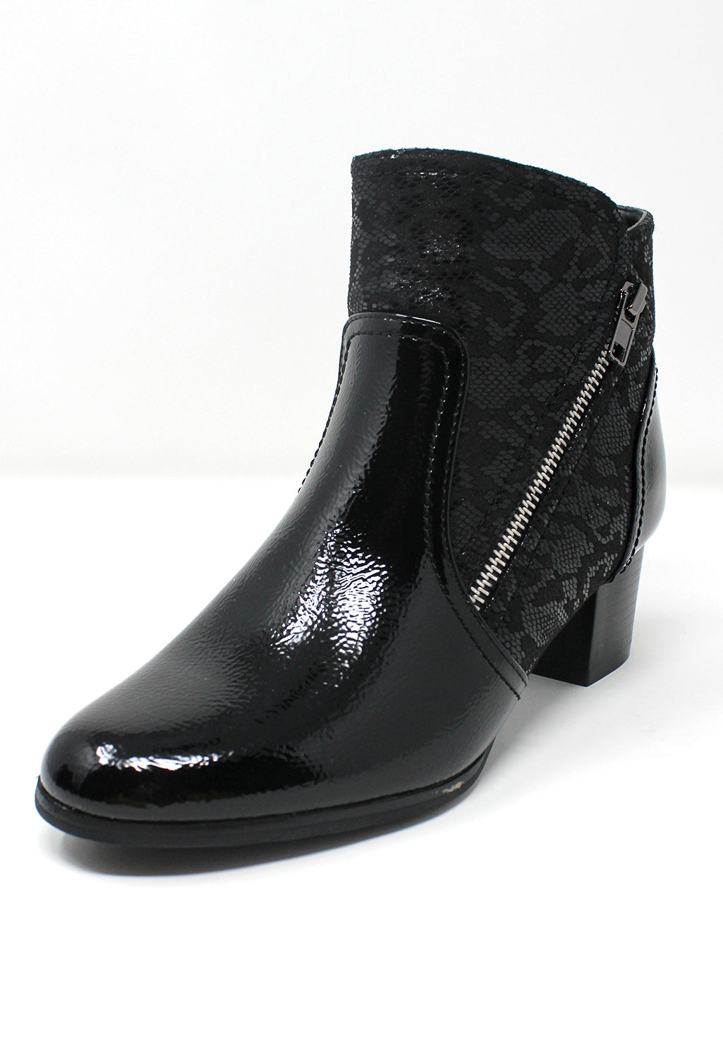 Black Patent Side Zip Ankle Boot