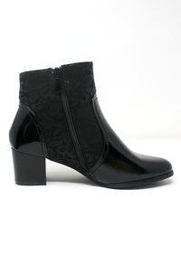 Black Patent Side Zip Ankle Boot