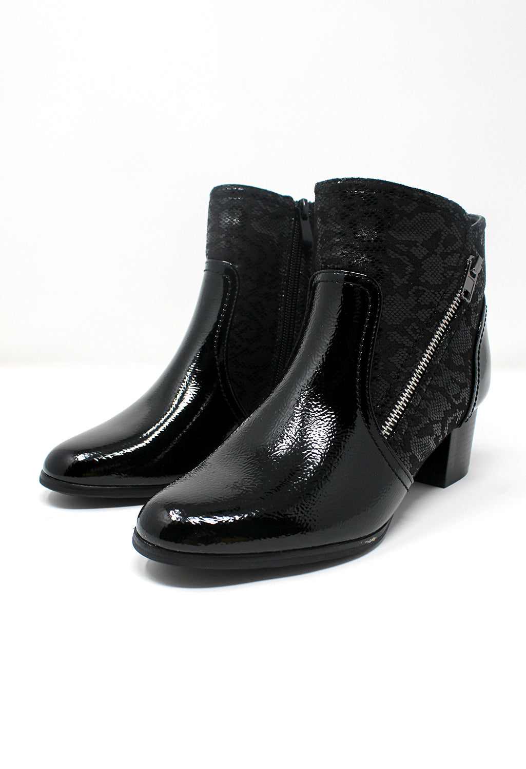 Black Patent Side Zip Ankle Boot