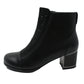 Black Faux Leather Jewelled Side Zip Ankle Boot