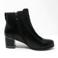 Black Faux Leather Jewelled Side Zip Ankle Boot