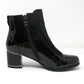 Black Patent Jewelled Side Zip Ankle Boot