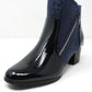 Navy Patent Side Zip Ankle Boot