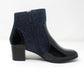 Navy Patent Side Zip Ankle Boot