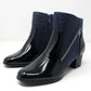 Navy Patent Side Zip Ankle Boot