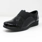 Black Patent Pull-On Elasticated Shoe