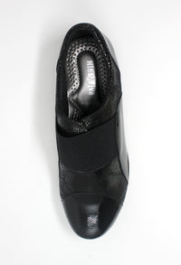 Black Patent Pull-On Elasticated Shoe