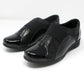 Black Patent Pull-On Elasticated Shoe