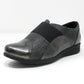 Grey Patent Pull-On Elasticated Shoe