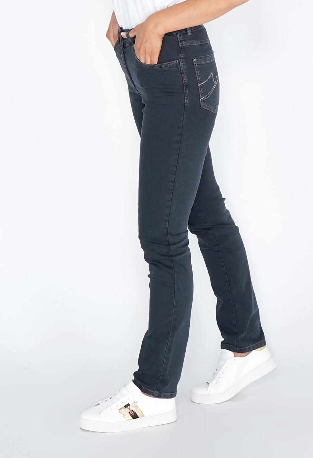 Twist Graphite Jeans with Diamante Detail on Back Pockets