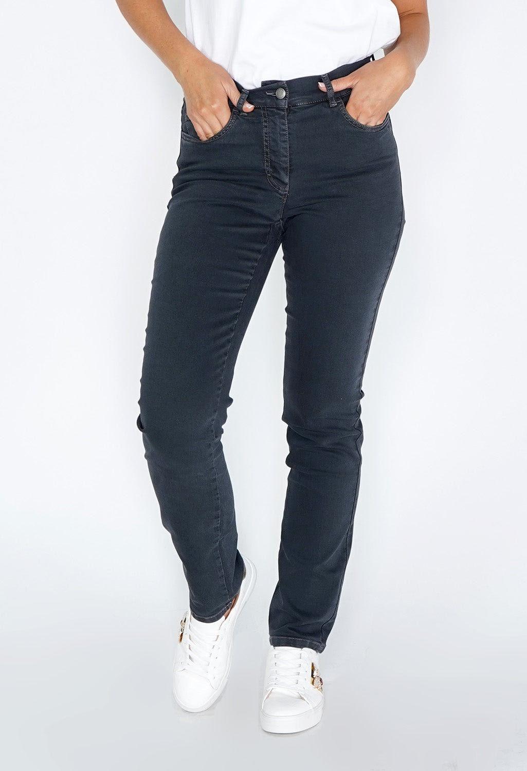 Twist Graphite Jeans with Diamante Detail on Back Pockets