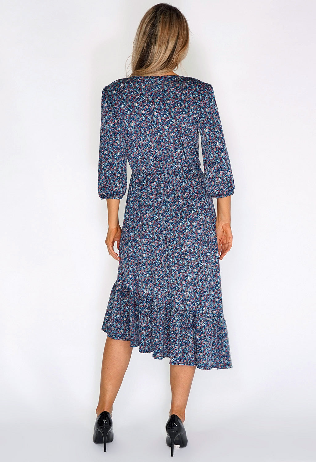 Sophie B Blue/Green Fan Print Dress