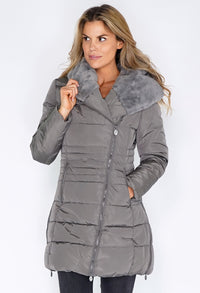 Grey Parka with Fur Lined Hood