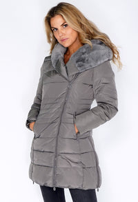 Grey Parka with Fur Lined Hood