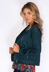 Sophie B Green Suede Zipped Jacket