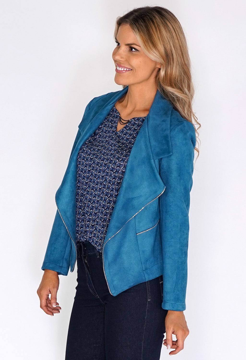 Sophie B Blue Suede Zipped Jacket