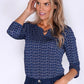 Navy Fan Print Top