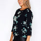 Opus Black Top with Abstract Floral Print