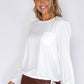 Erfo White Pocket Detailed Blouse with Tied Hem