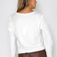 Erfo White Pocket Detailed Blouse with Tied Hem