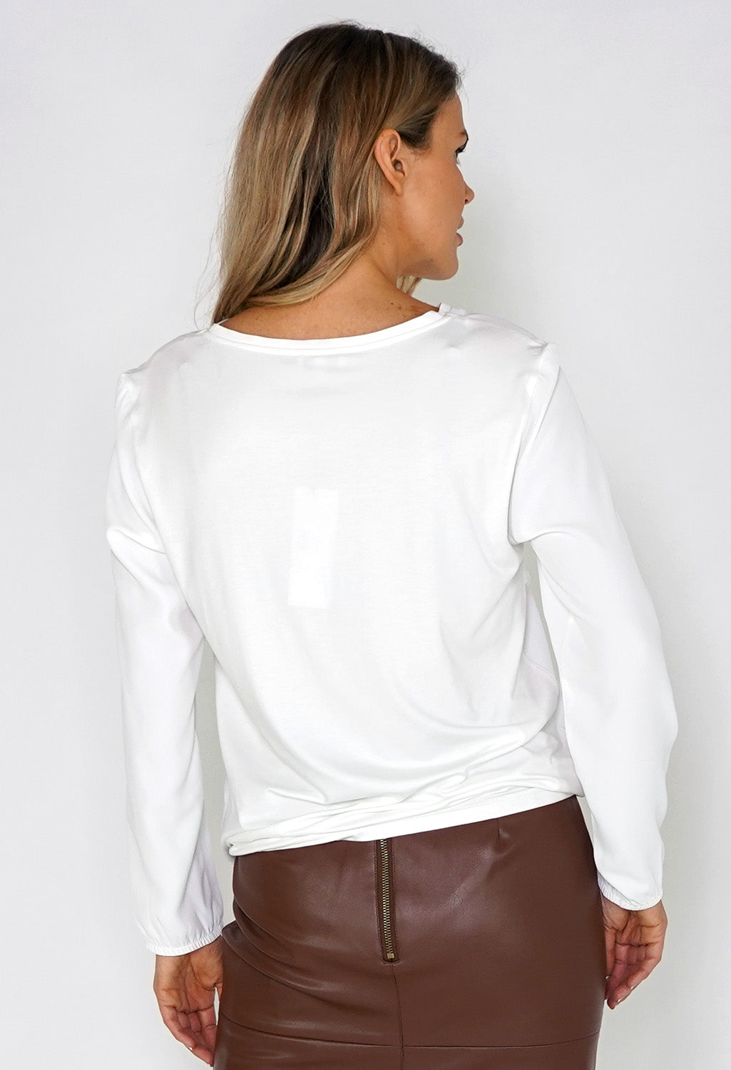 Erfo White Pocket Detailed Blouse with Tied Hem