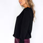 Erfo Black Rouched Neck  Blouse