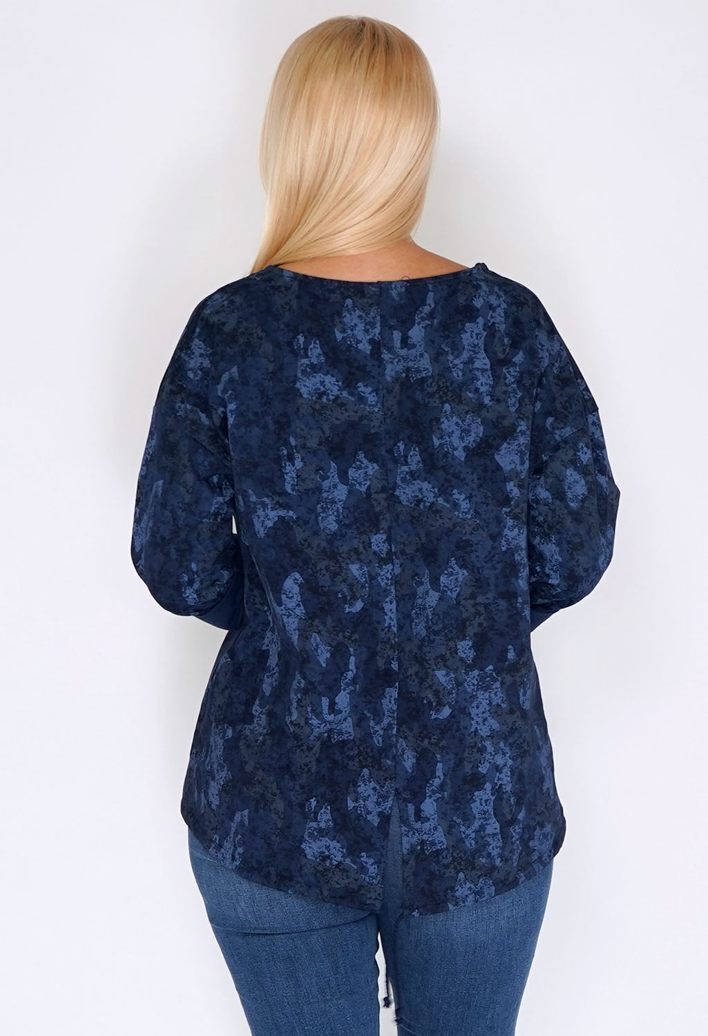 Navy Dropped Shoulder Camouflage Jumper