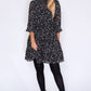 Black Frill Dress with Bloom Print