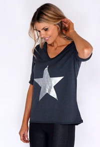 Dark Grey Silver Star Top