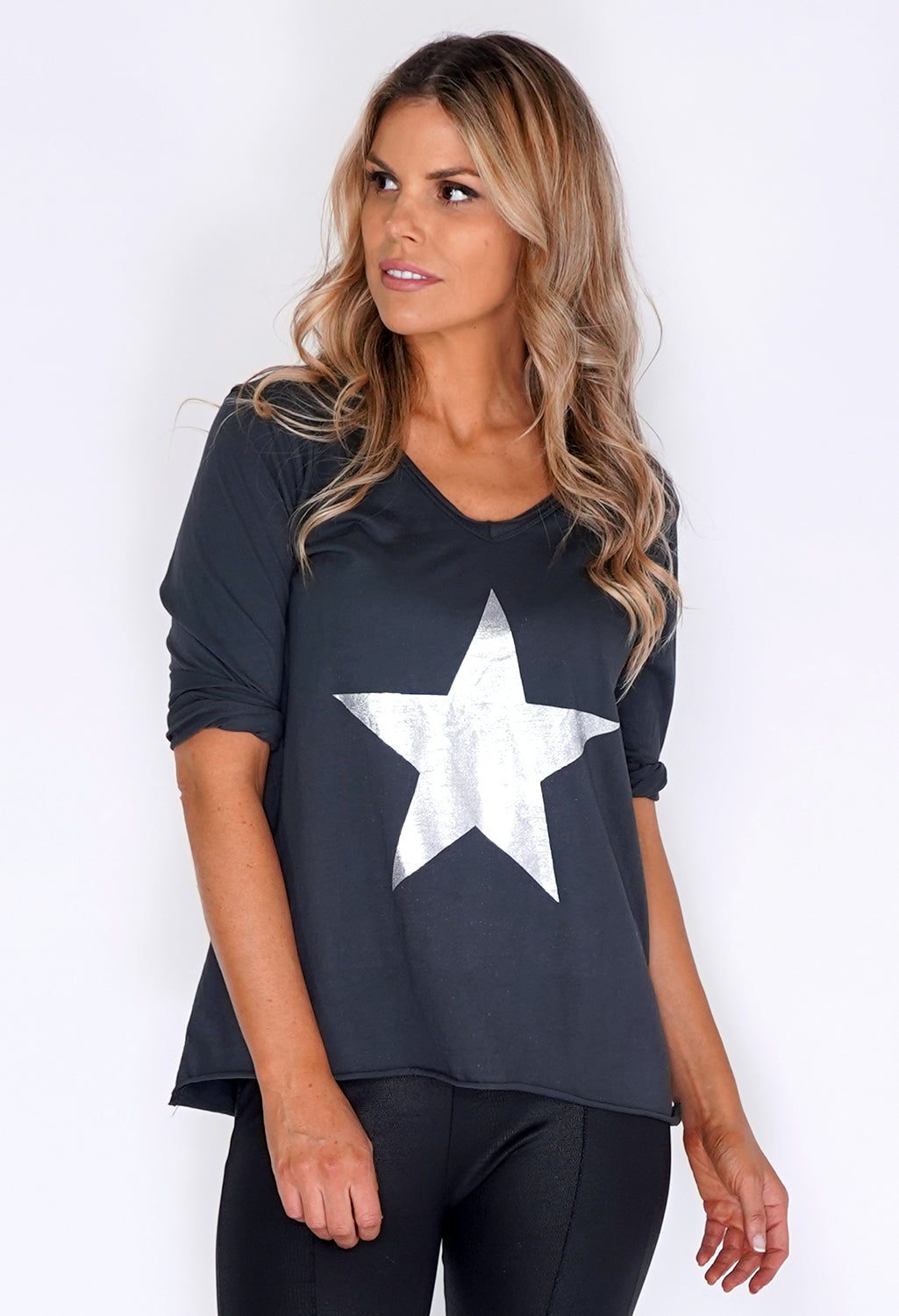 Dark Grey Silver Star Top