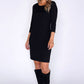 Opus Black Midi Dress with white Stripe