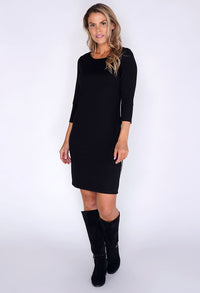 Opus Black Midi Dress with white Stripe