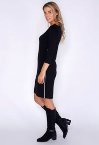 Opus Black Midi Dress with white Stripe