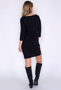 Opus Black Midi Dress with white Stripe