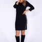 Opus Black Midi Dress with white Stripe