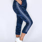 Navy Camouflage Joggers with Silver Glitter Stripes