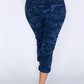 Navy Camouflage Joggers with Silver Glitter Stripes