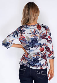 Bicalla Blue Autumn Leaf Print Top