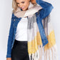 Large Yellow/Grey Panel Soft Woolly Scarf