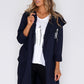 Navy 3/4 Length Coat with Back Circle Print