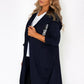 Navy 3/4 Length Coat with Back Circle Print