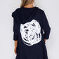 Navy 3/4 Length Coat with Back Circle Print