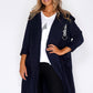 Navy 3/4 Length Coat with Back Circle Print