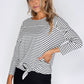 Opus White Striped Tie Top