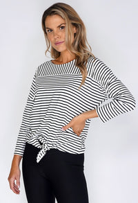 Opus White Striped Tie Top