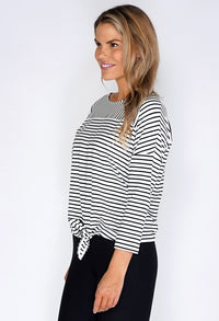 Opus White Striped Tie Top