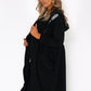 Black 3/4 Length Coat with Back Circle Print